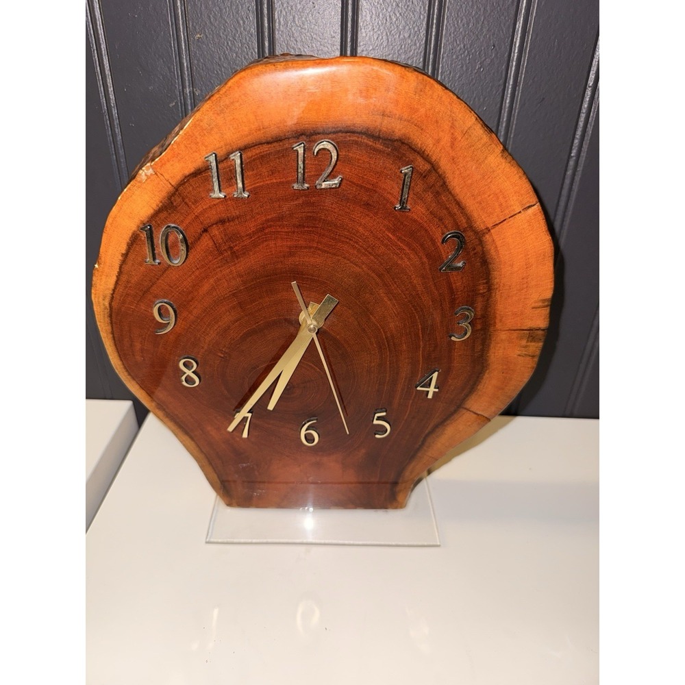 wood mantel clock With Live Edge